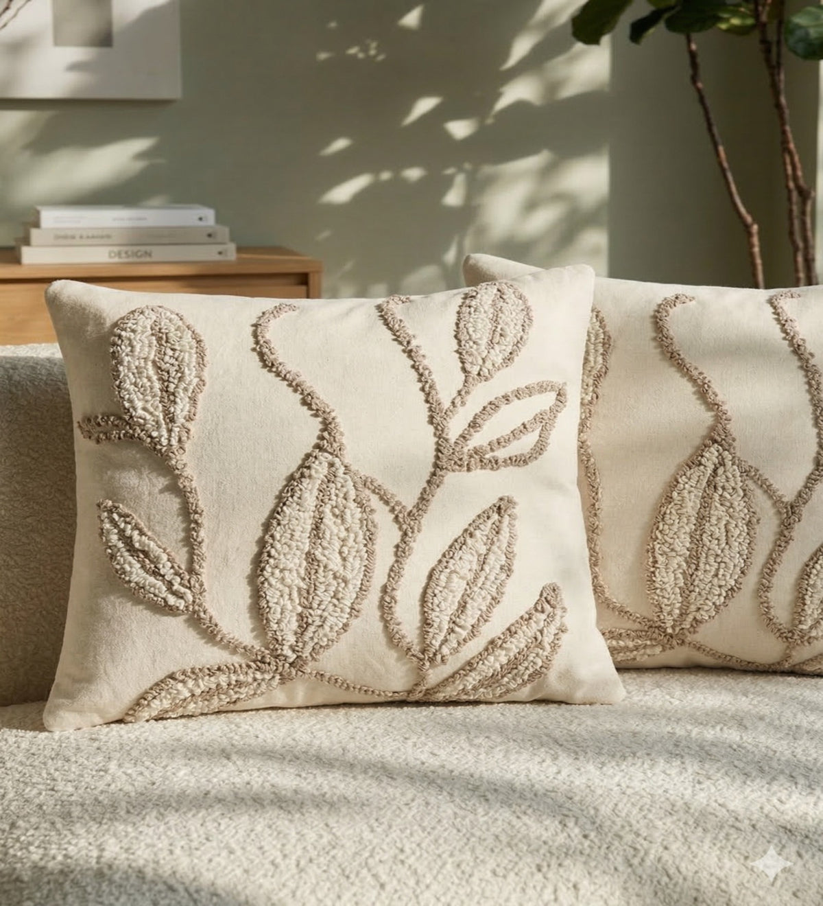 AMARA - Hand Embroidered Floral Cushion Covers Set of 2 (18x18) | Artisan Home Decor
