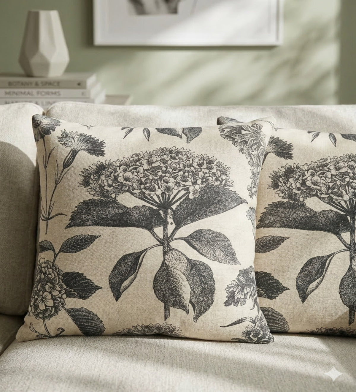 NOIRA - Black Soft Floral Cushion Covers Set of 2 (18x18) | Elegant Home Decor