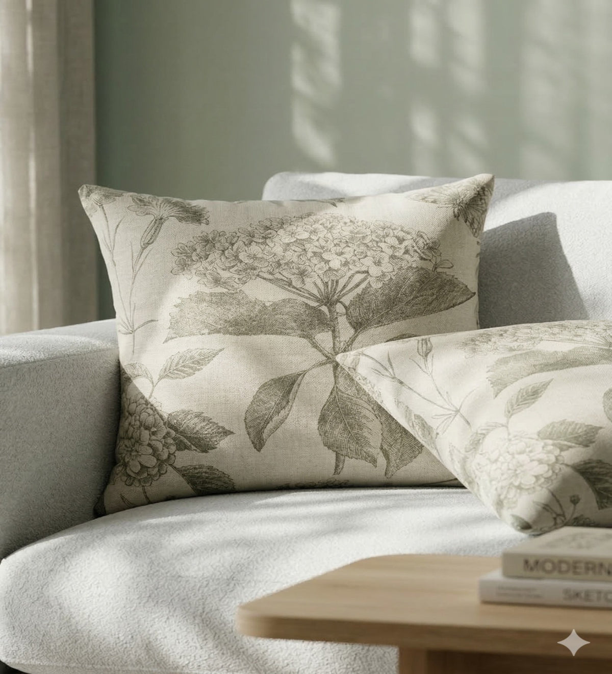 VERDA - Green Soft Floral Cushion Covers Set of 2 (18x18) | Fresh Home Decor