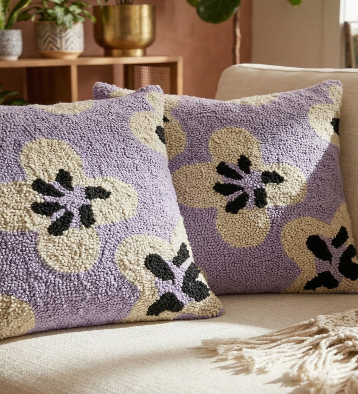 LAVIA - Purple Soft Tufted Cushion Covers Set of 2 (18x18) | Textured Home Decor