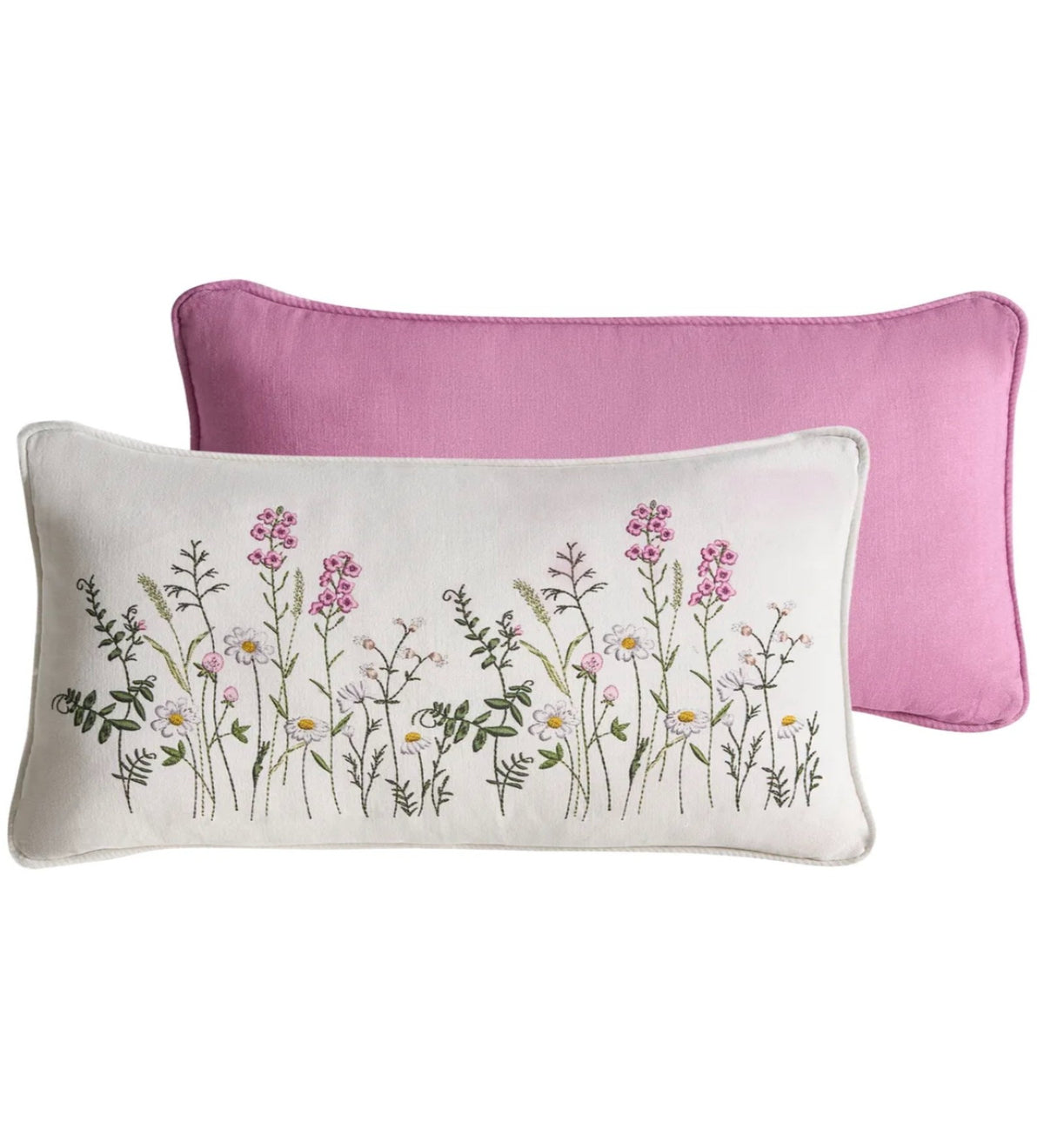 PINKA - Pink Floral Lumbar Cushion Covers Set of 2 (20x12) | Soft Home Decor