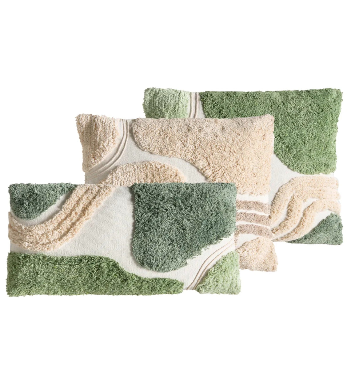KIARA - Modern Tufted Green Cushion Covers Set of 3 (18x18) | Textured Home Decor