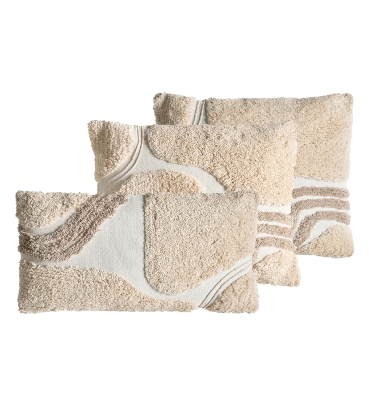 ALINA - Modern Tufted White Cushion Covers Set of 3 (18x18) | Textured Home Decor