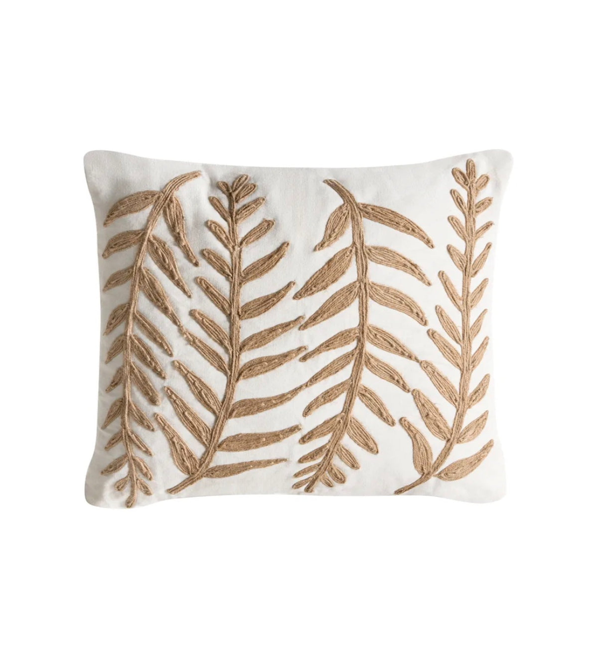 JIVA - Jute Hand Embroidered Cushion Covers Set of 2 (18x18) | Natural Home Decor