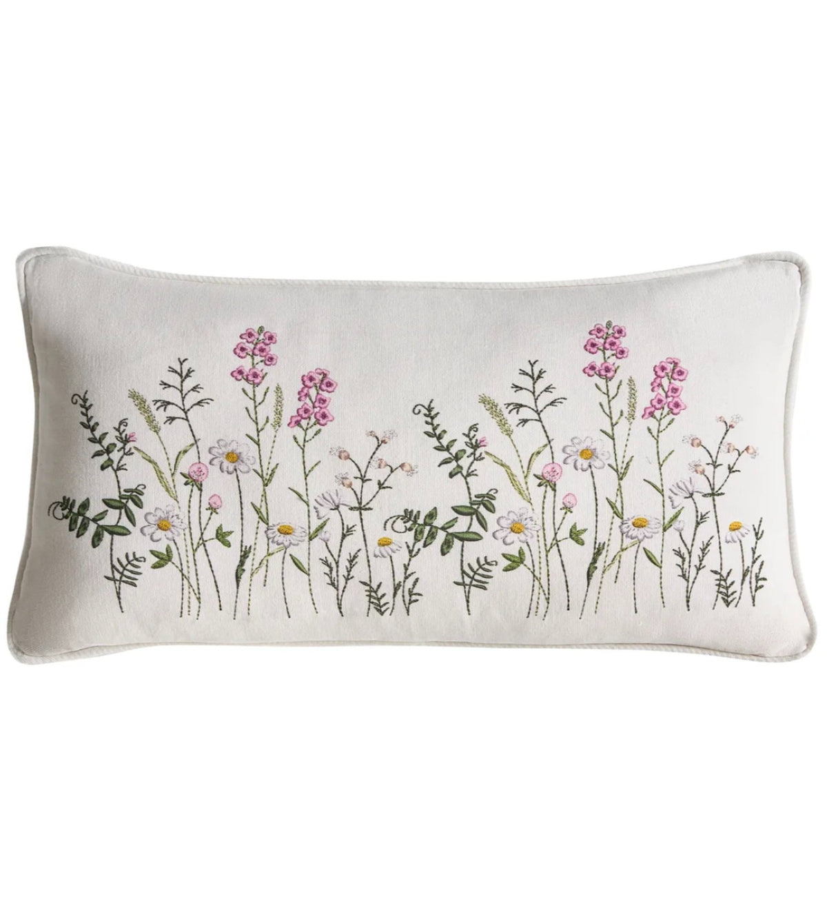 PINKA - Pink Floral Lumbar Cushion Covers Set of 2 (20x12) | Soft Home Decor