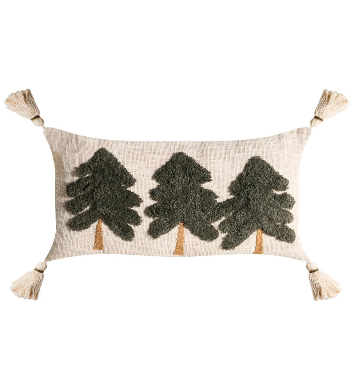 NOEL - Tufted Christmas Tree Lumbar Cushion Covers Set of 2 (20x12) | Festive Home Decor