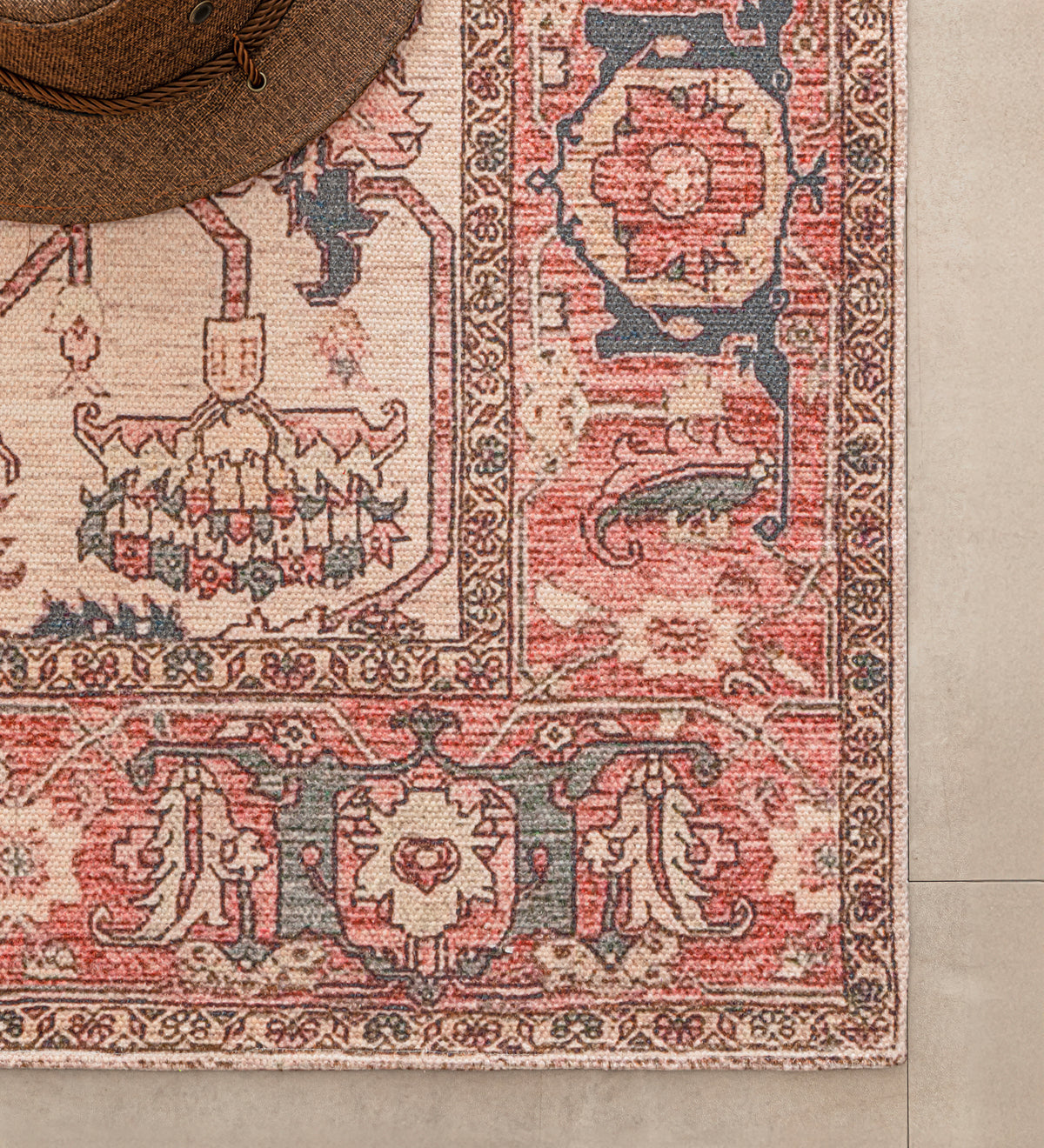 ISHA Red Geometric Hand Woven Cotton Dhurrie Rug (6 ft x 4 ft)