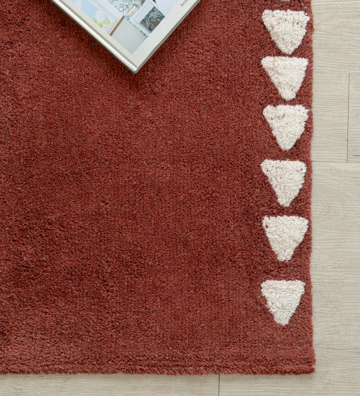 SAMARA Maroon Geometric Hand Woven Cotton Dhurrie Rug (8 ft x 5 ft)