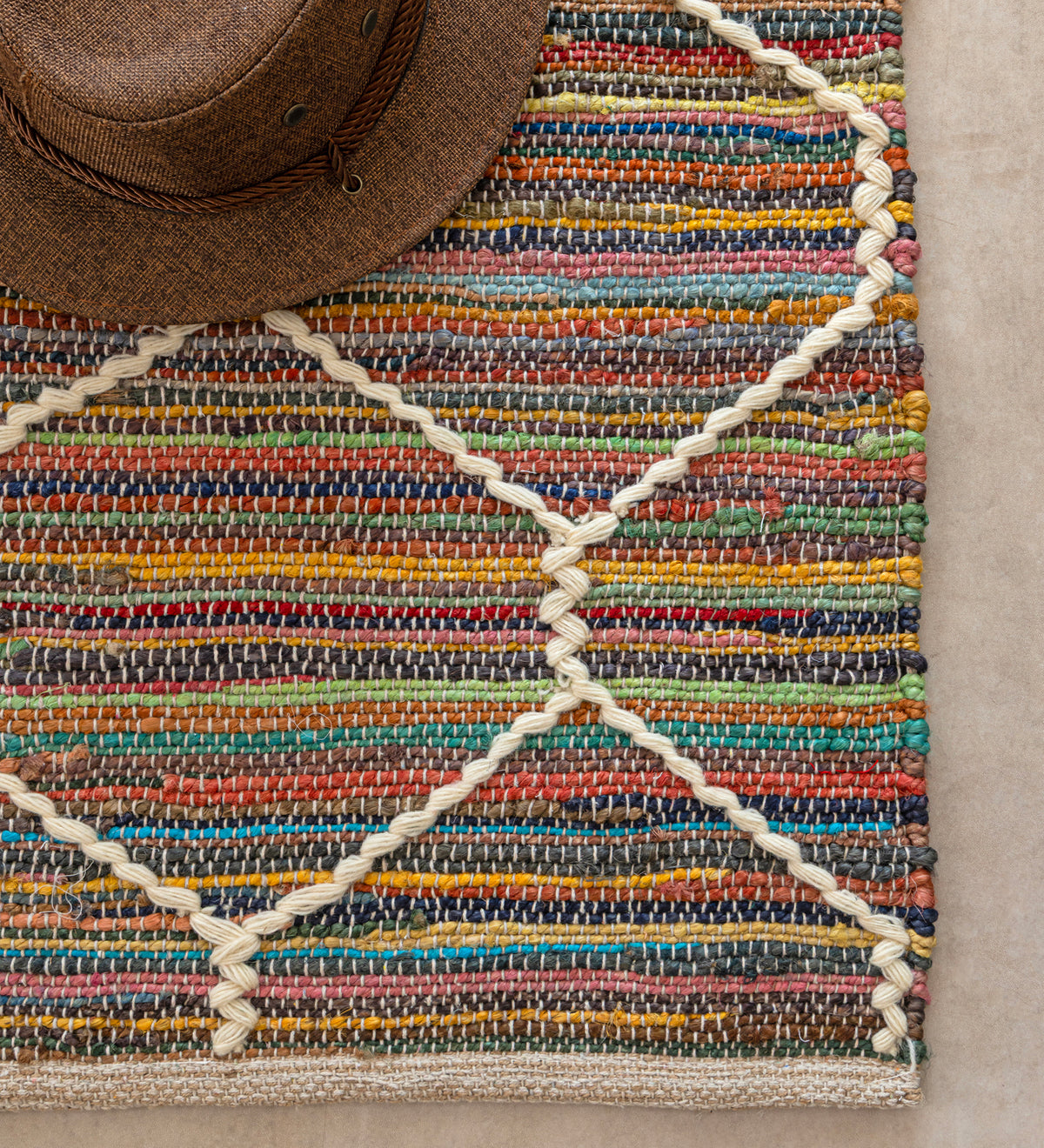 TISHA Multicolor Geometric Hand Woven Jute Dhurrie Rug (6 ft x 4 ft)