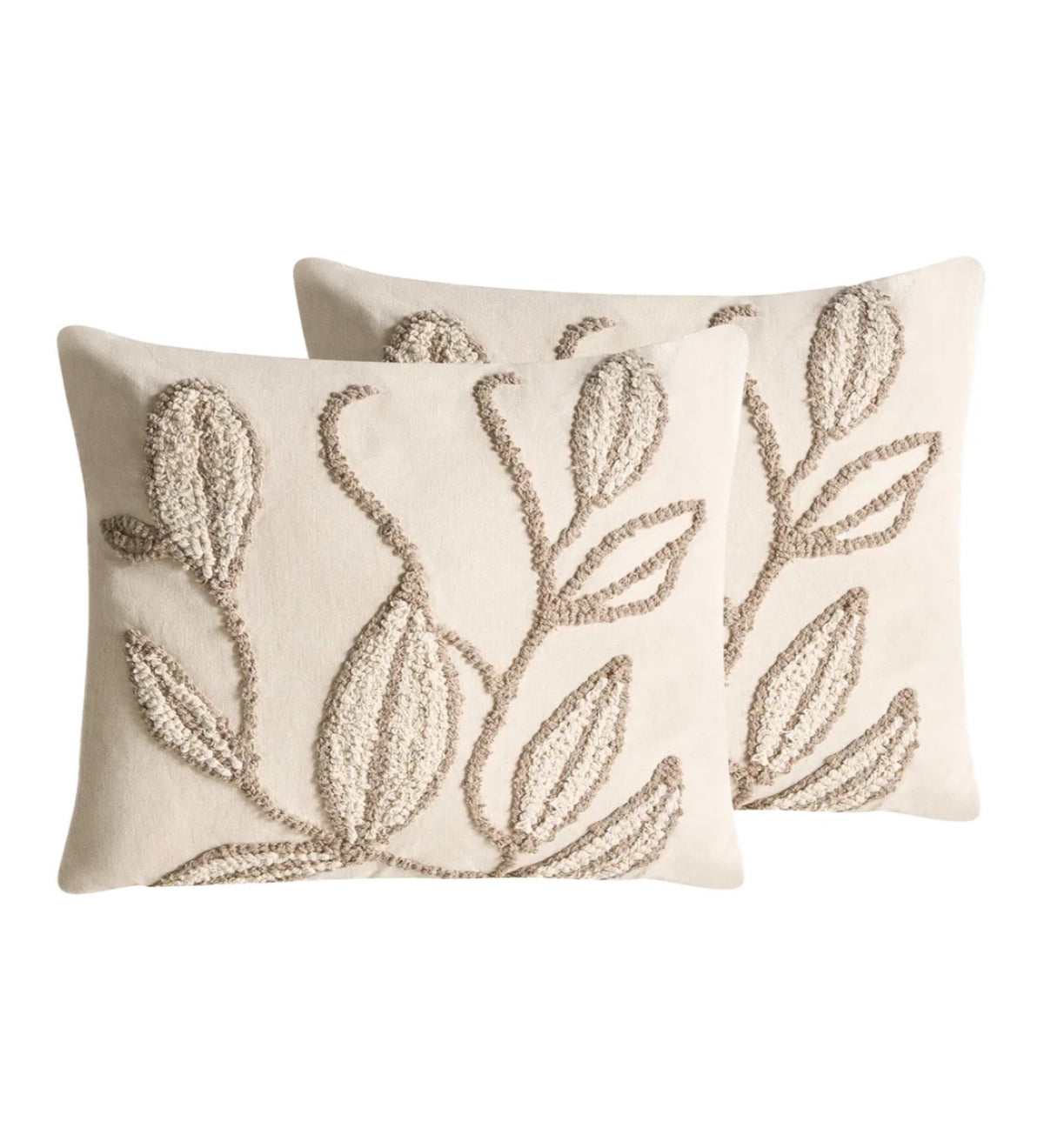 AMARA - Hand Embroidered Floral Cushion Covers Set of 2 (18x18) | Artisan Home Decor