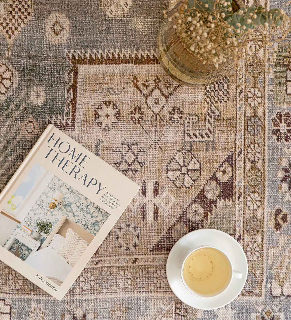 AVYA Grey Geometric Hand Woven Cotton Dhurrie Rug (6 ft x 4 ft)