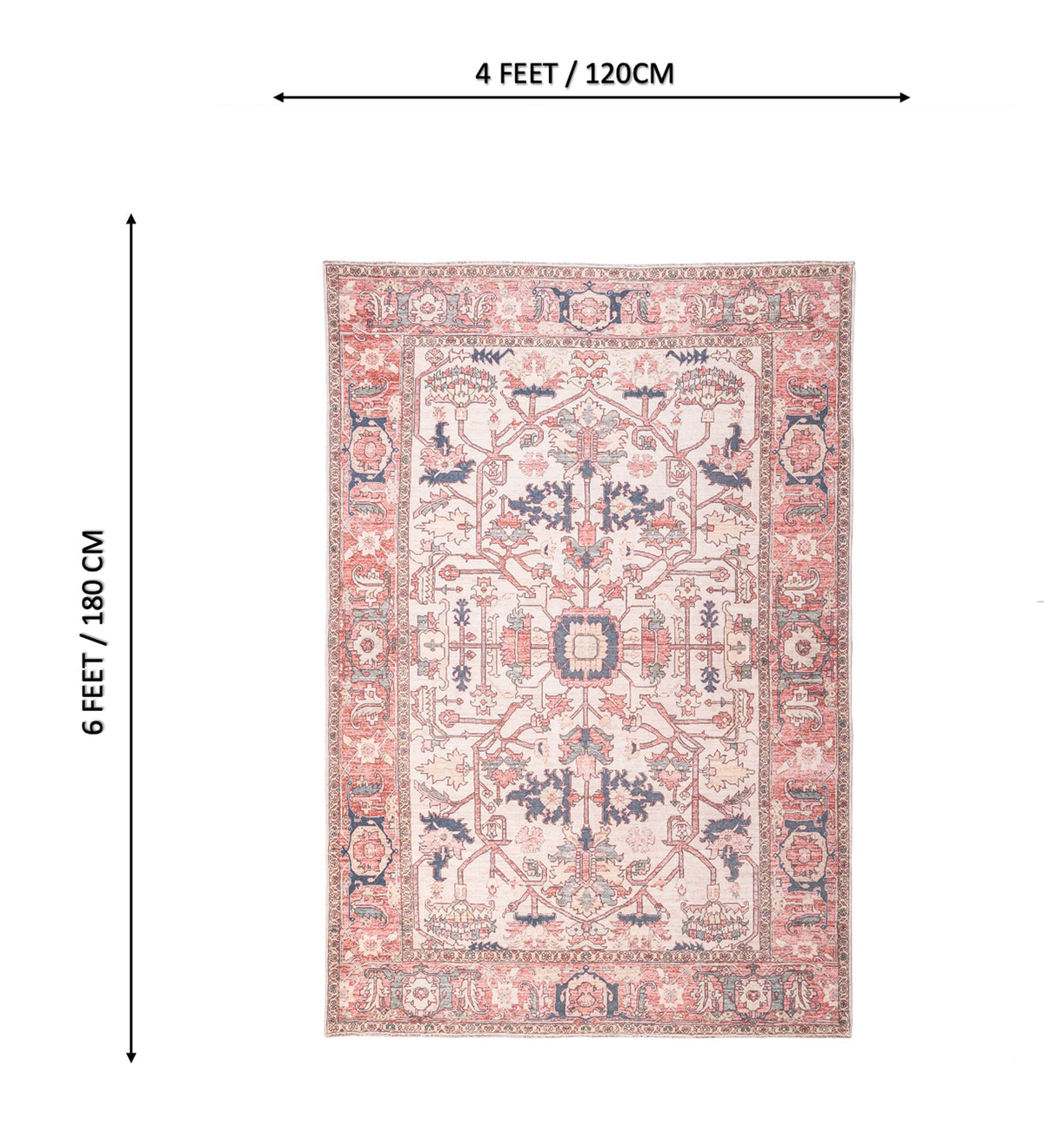ISHA Red Geometric Hand Woven Cotton Dhurrie Rug (6 ft x 4 ft)