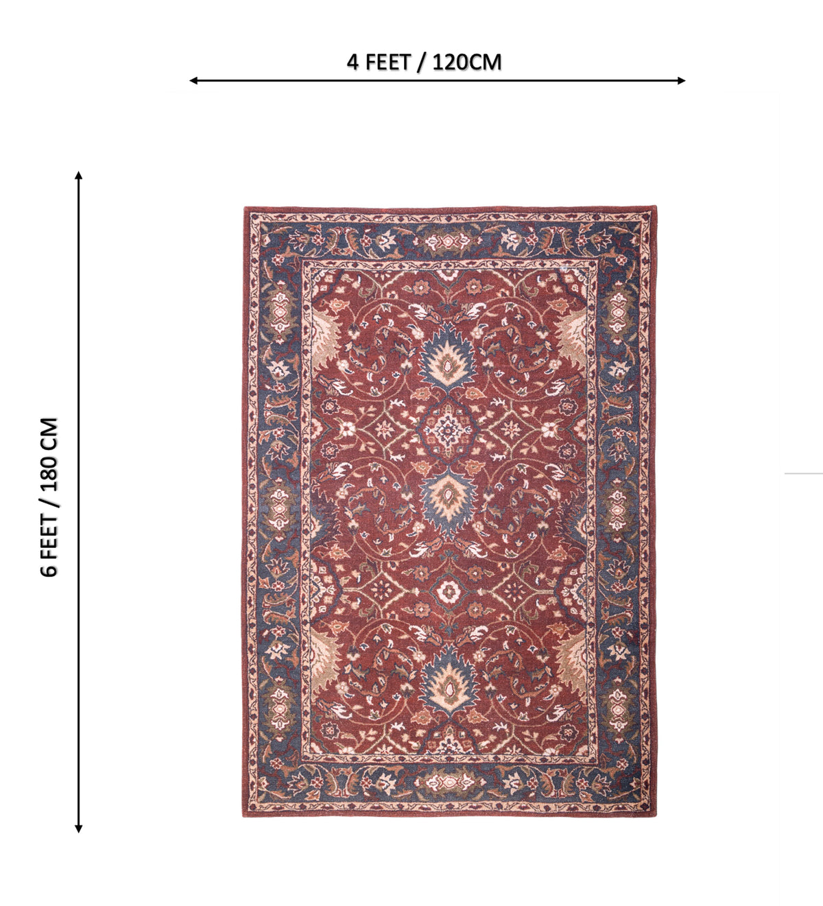 AROHAN Maroon Geometric Hand Woven Cotton Dhurrie Rug (6 ft x 4 ft)