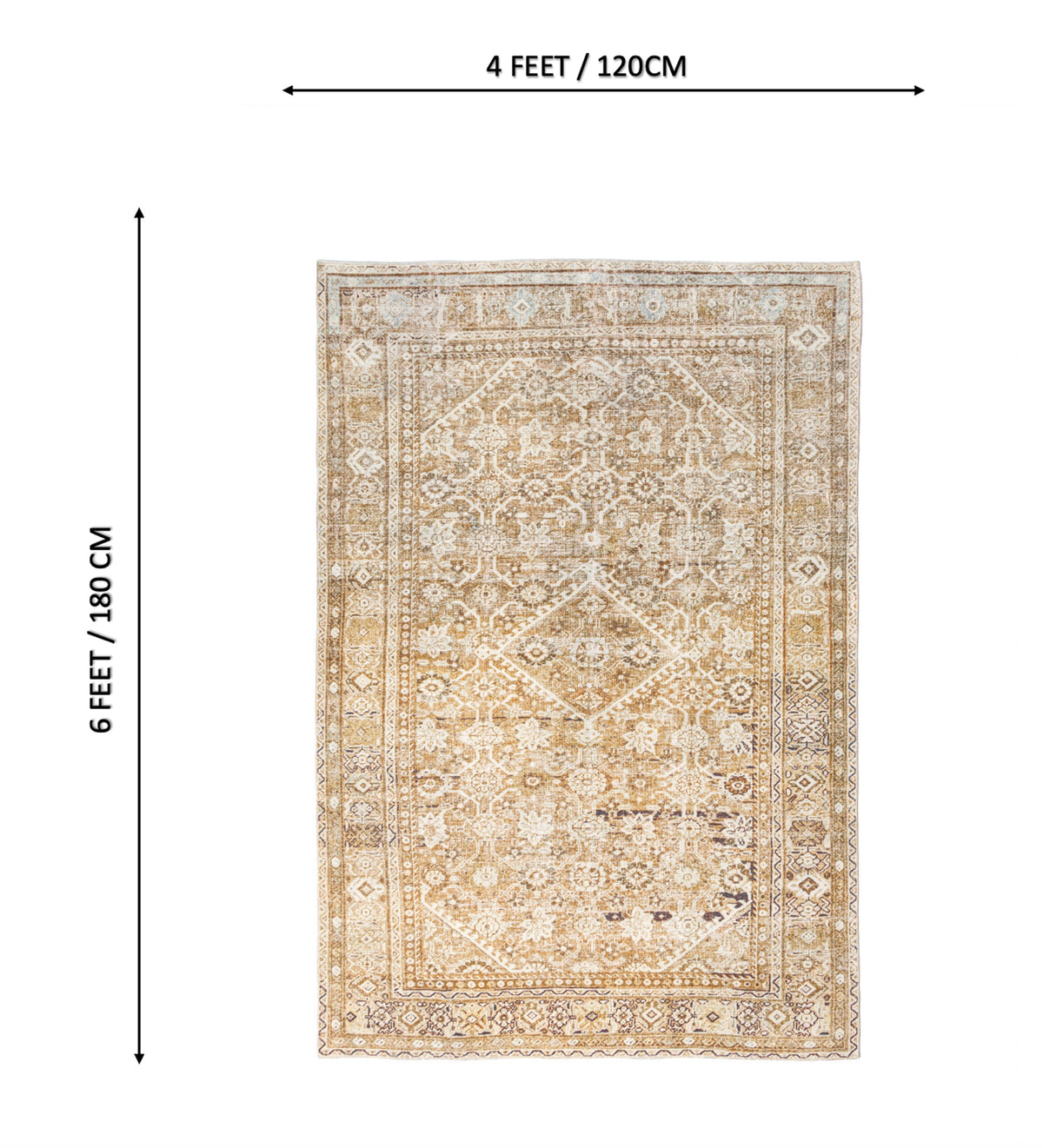 SAHANA Cream Geometric Hand Woven Cotton Dhurrie Rug (6 ft x 4 ft)