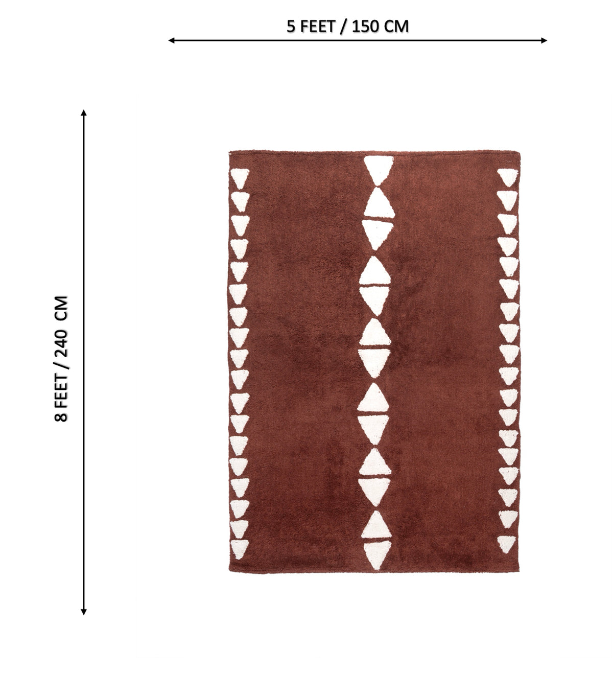SAMARA Maroon Geometric Hand Woven Cotton Dhurrie Rug (8 ft x 5 ft)