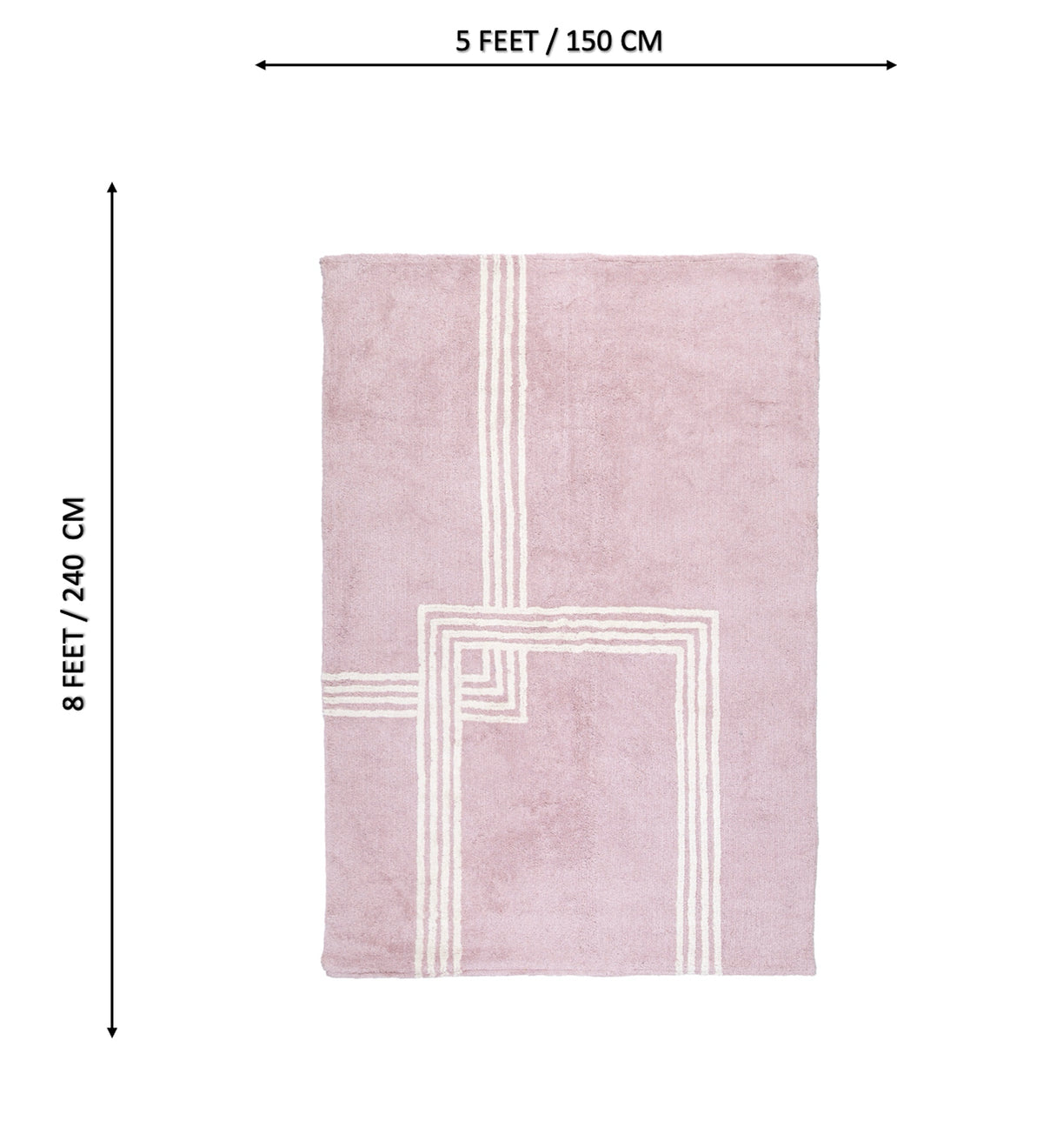 NAYA Pink Geometric Hand Woven Cotton Dhurrie Rug (8 ft x 5 ft)