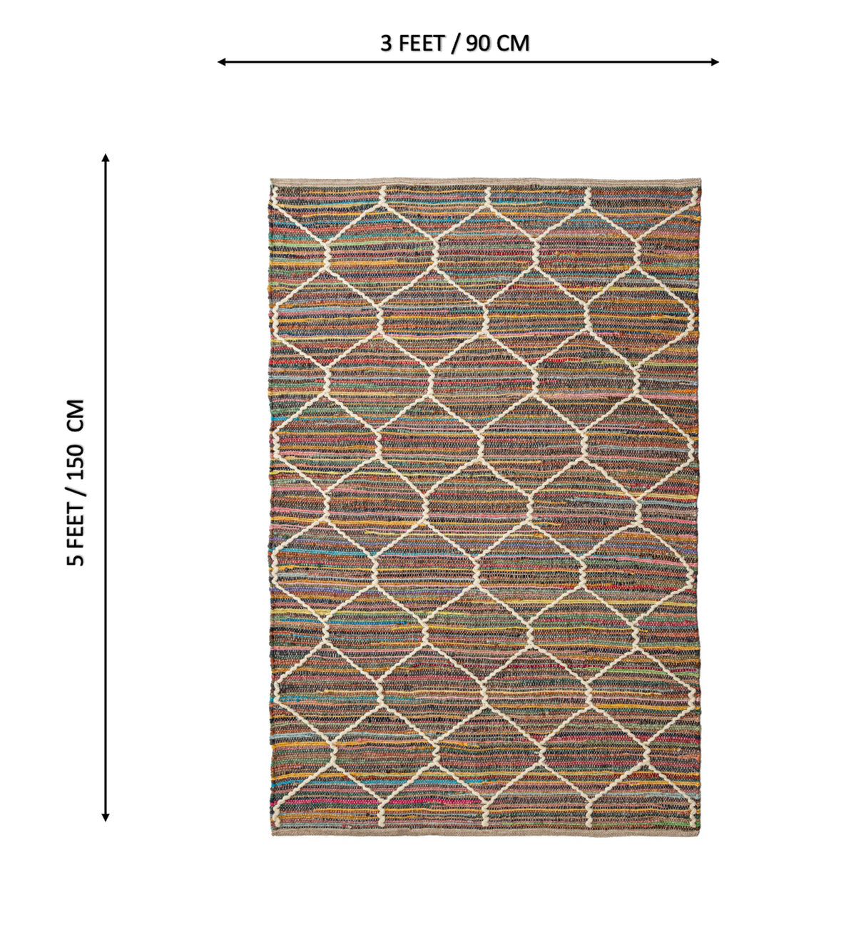 TISHA Multicolor Geometric Hand Woven Jute Dhurrie Rug (6 ft x 4 ft)