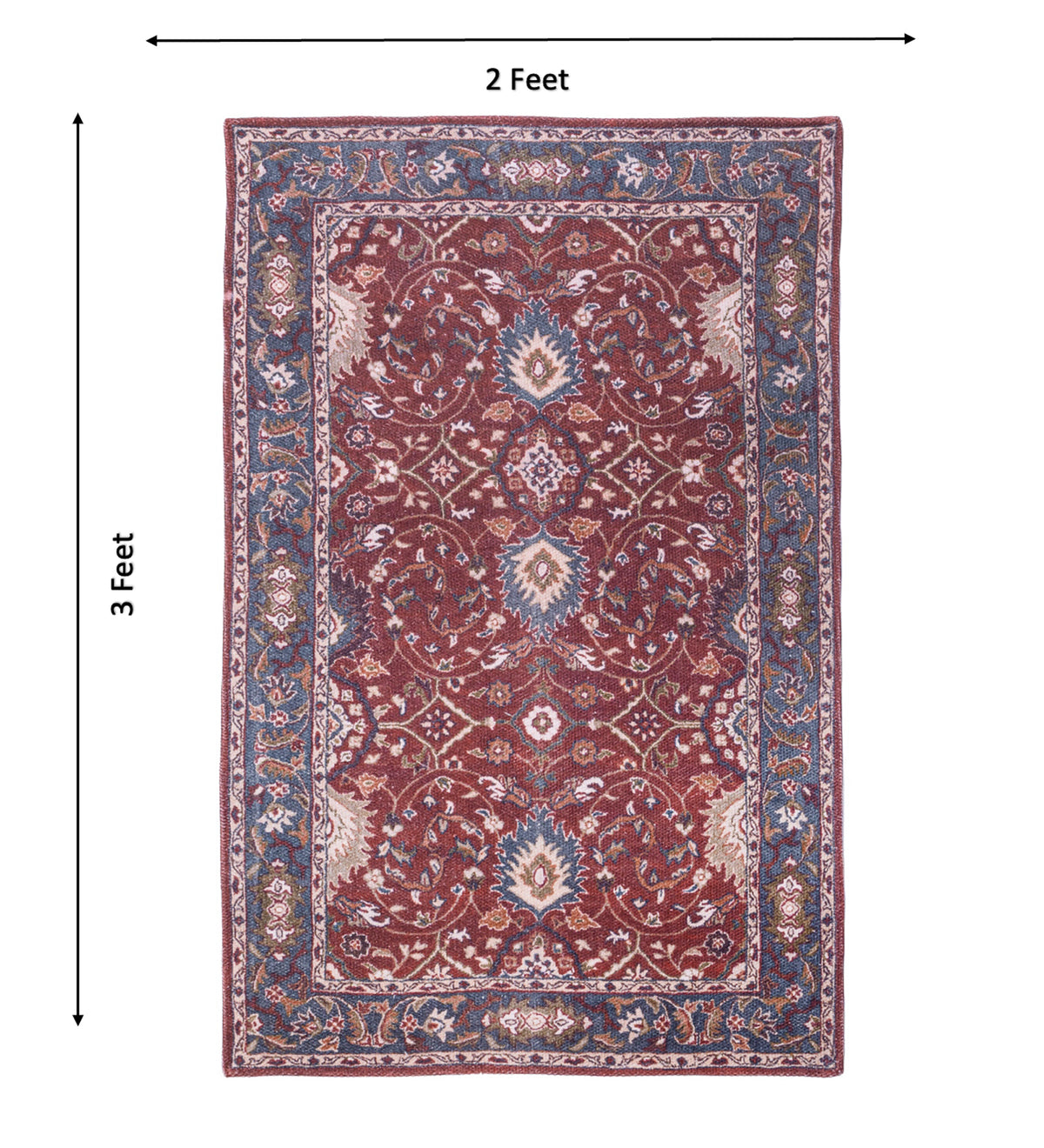 SHAAN Maroon Geometric Hand Woven Cotton Dhurrie Rug (3 ft x 2 ft)