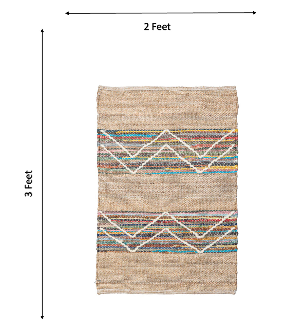 URVI Brown Geometric Hand Woven Jute Dhurrie Rug (3 ft x 2 ft)