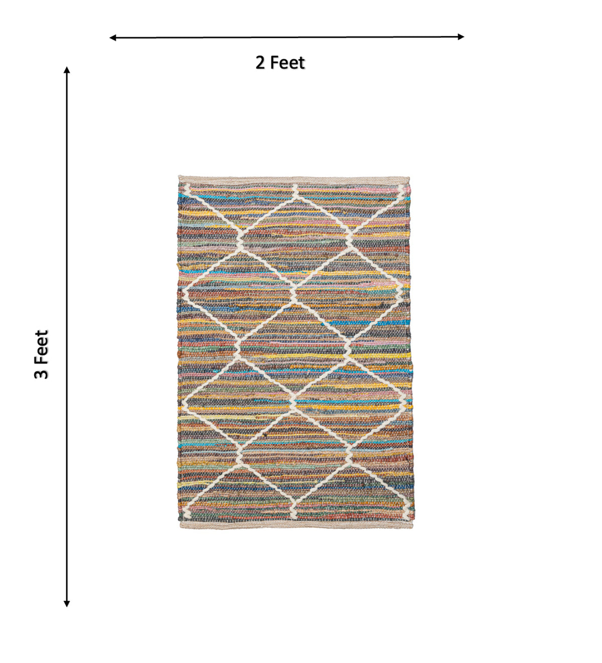 FALGUNI Multicolor Geometric Hand Woven Jute Dhurrie Rug (3 ft x 2 ft)