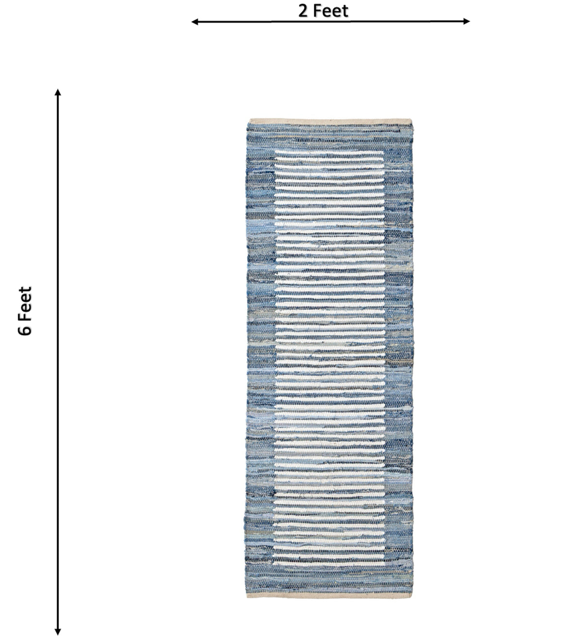 NEEL Navy Traditional Hand Woven Cotton Dhurrie Runner Rug (6 ft x 2 ft)
