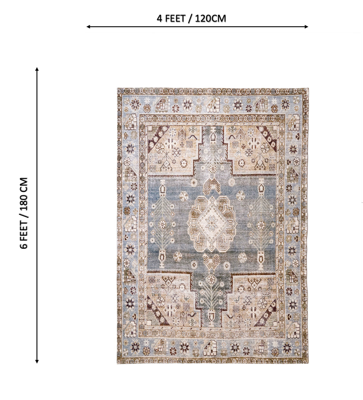 AVYA Grey Geometric Hand Woven Cotton Dhurrie Rug (6 ft x 4 ft)