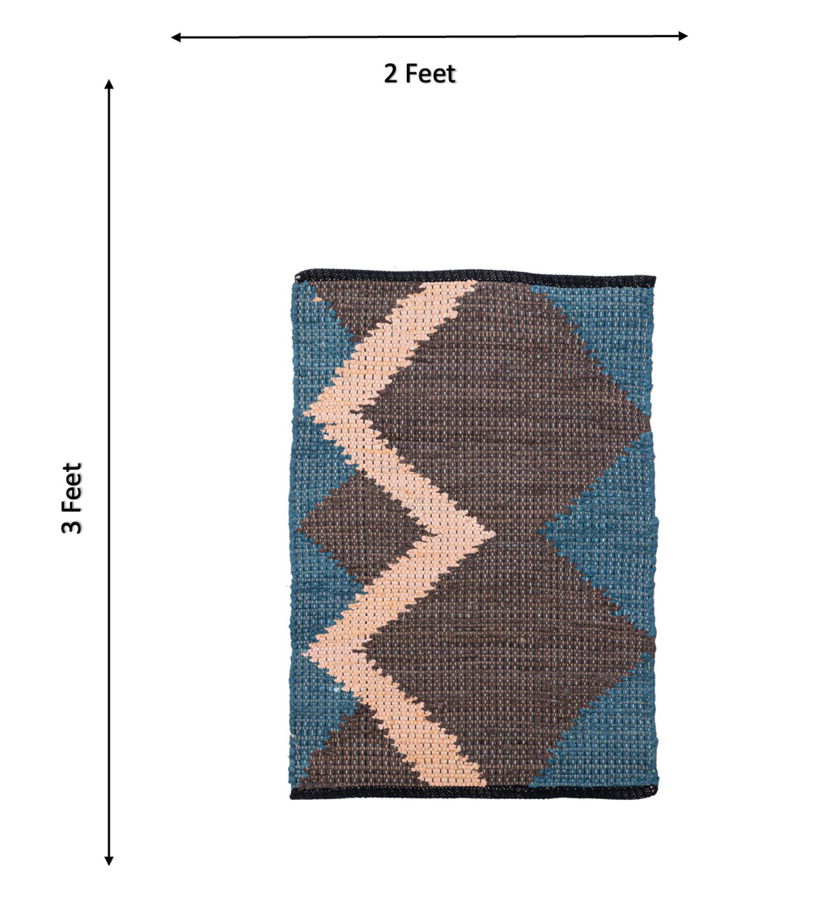 AARINI Brown Geometric Hand Woven Cotton Dhurrie Rug (3 ft x 2 ft)