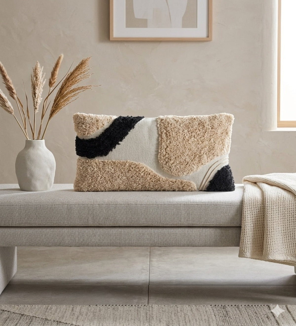 NOIR - Modern Tufted Black Cushion Covers Set of 3 (18x18) | Textured Home Decor