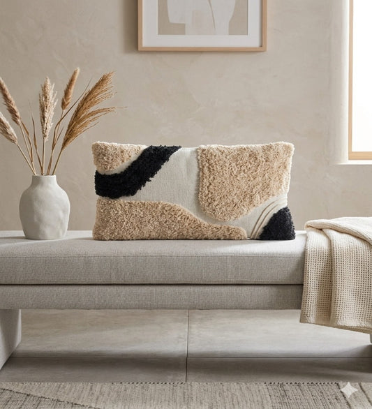 NOIR - Modern Tufted Black Cushion Covers Set of 3 (18x18) | Textured Home Decor