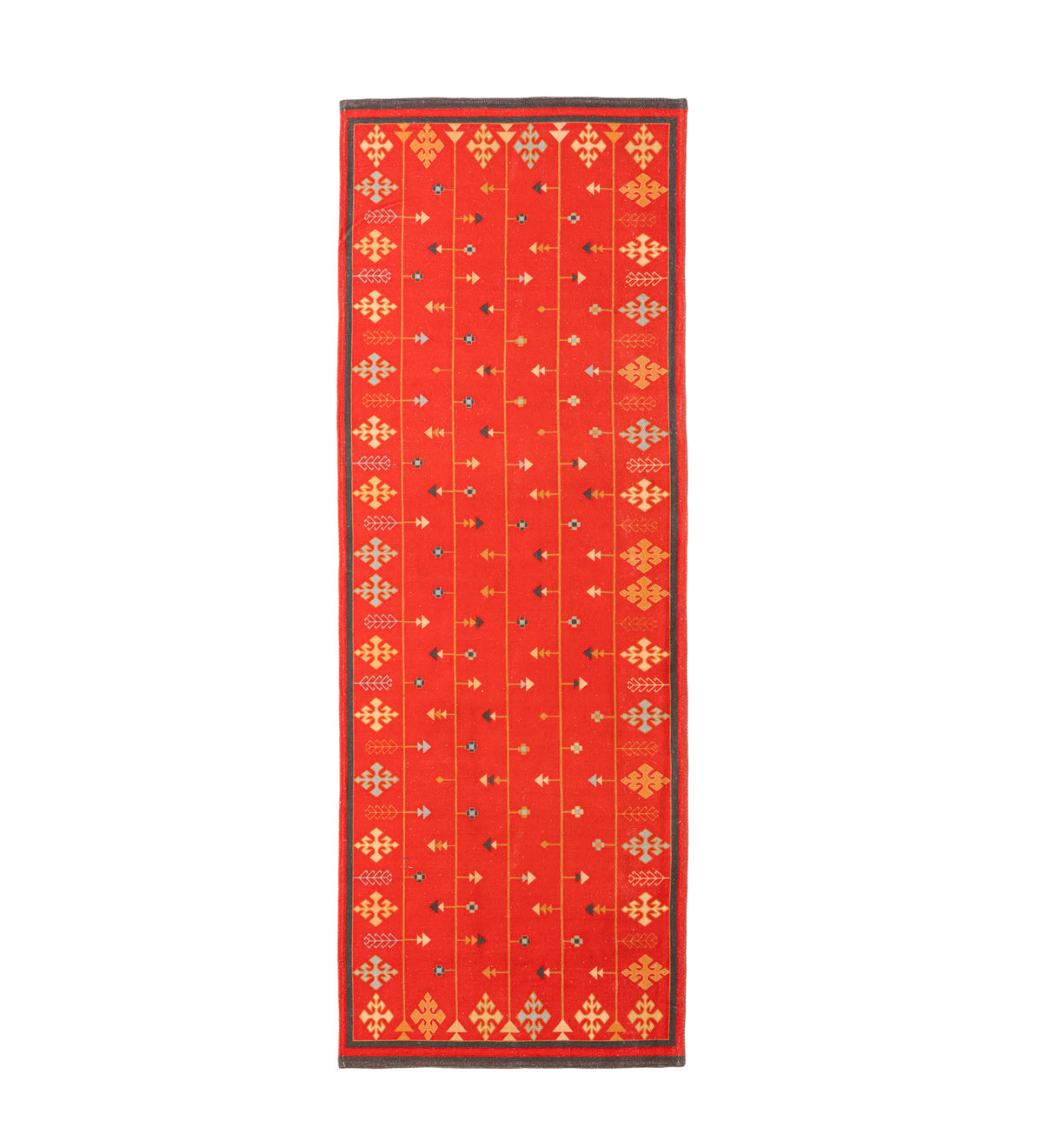 Sanskriti Maroon Traditional Hand Woven Cotton Dhurrie Runner Rug (6 ft x 2 ft)