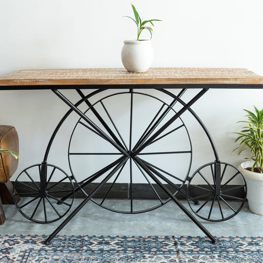 Industrial Elegance Iron & Mango Wood Console Table