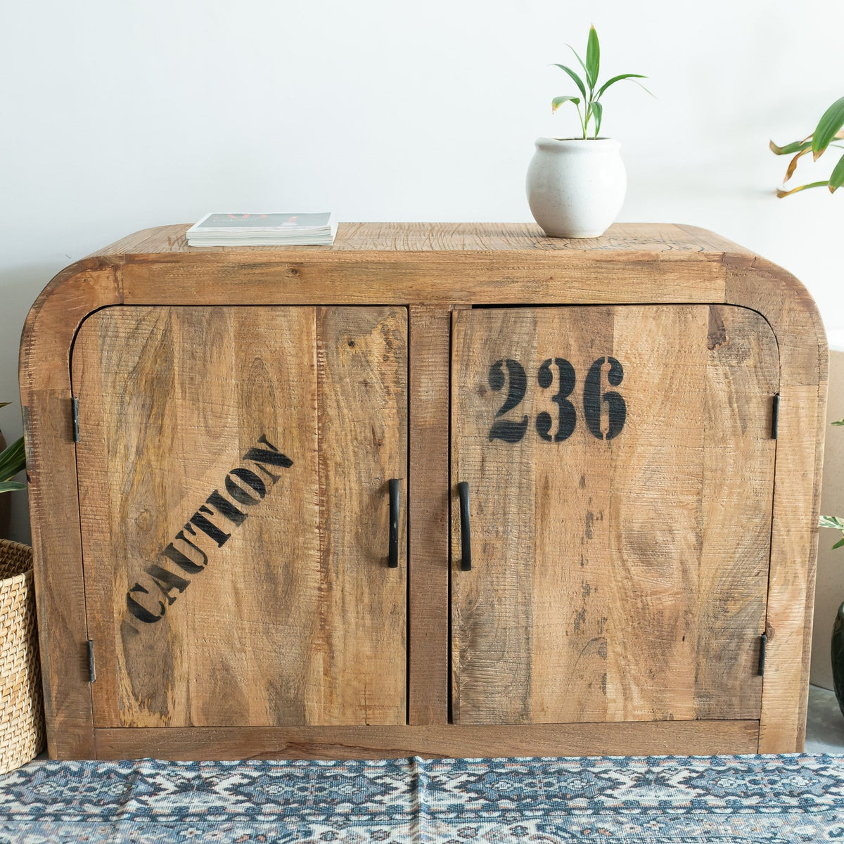 Urban Industrial Mango Wood Cabinet