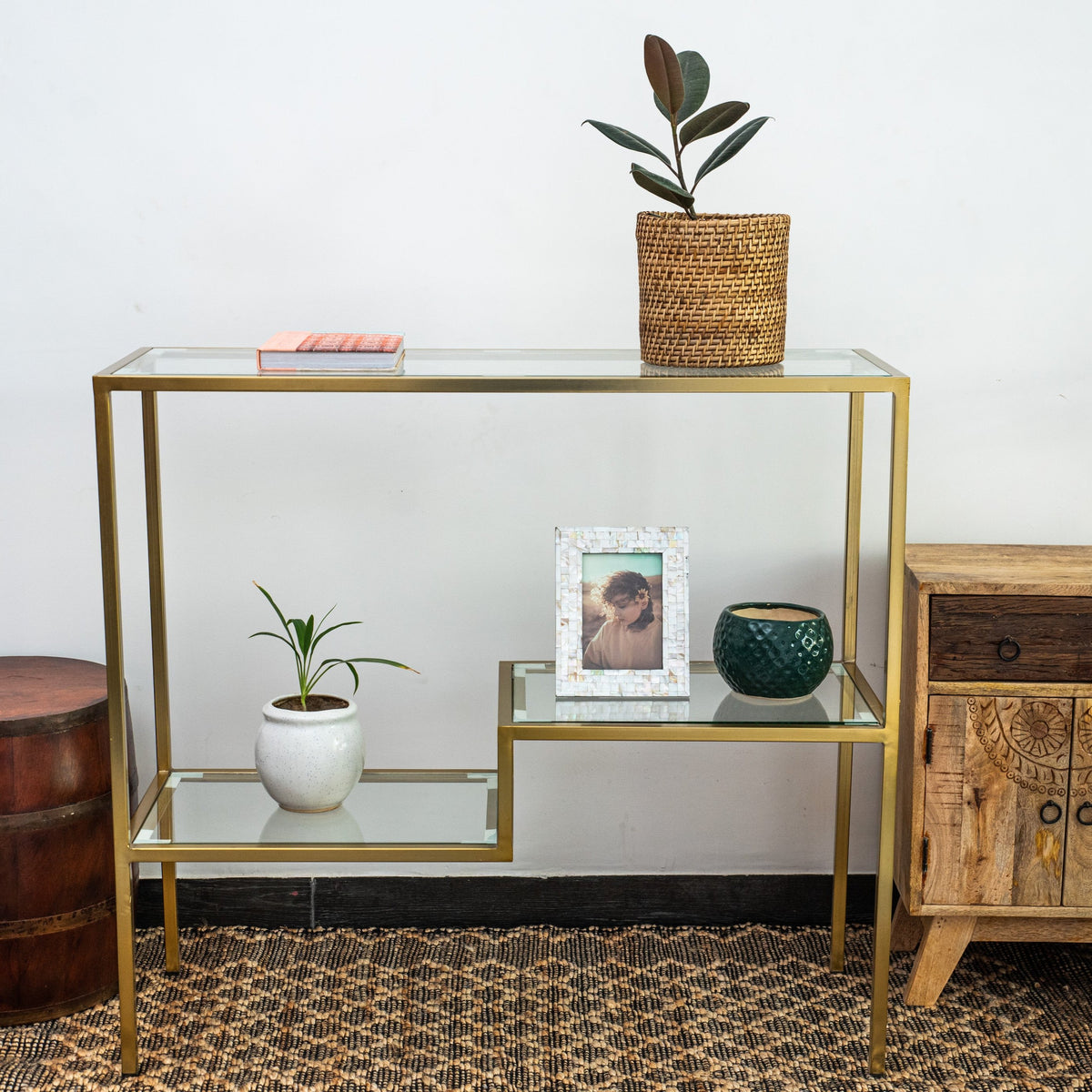 Glass and Iron Chic Console Table