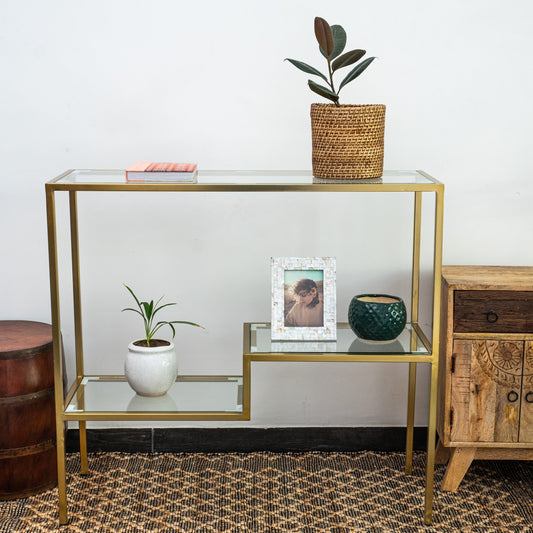 Glass and Iron Chic Console Table