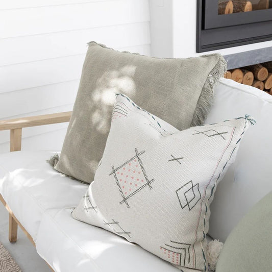 WHITE LEEA -Embroidered Cushion Cover