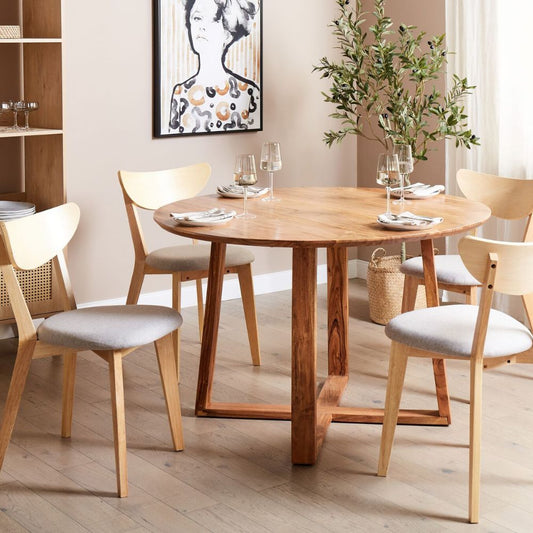 Round Acacia Wood Dining Table ⌀ 120 cm Light LEXINGTON