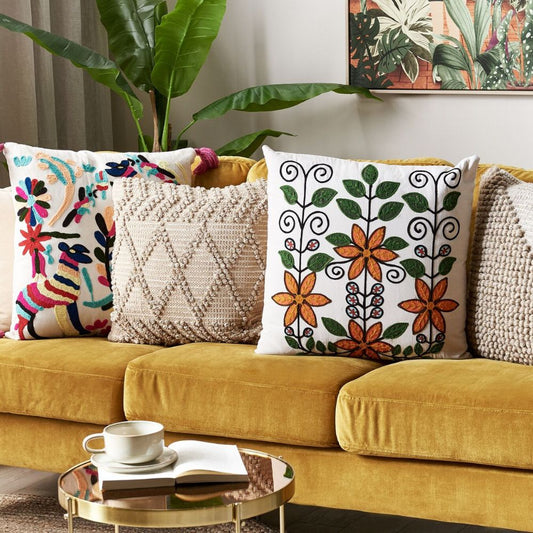 VELLORE - Floral Embroidered Cushion Cover
