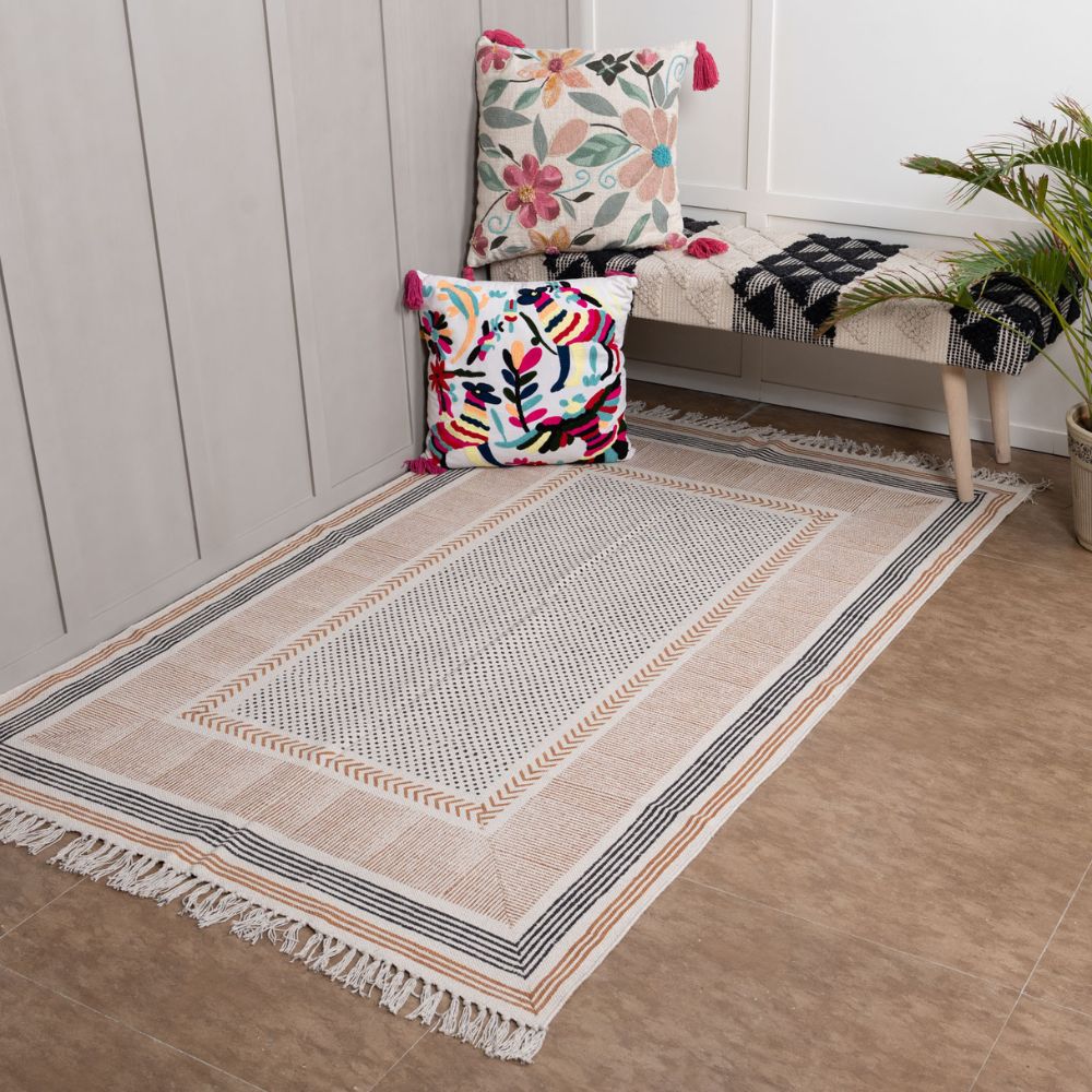ERZIN - Hand Block Printed Cotton Rug