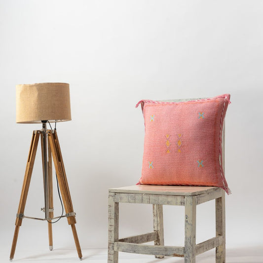 Pink Silk Embrodiery Digital Cushion Cover