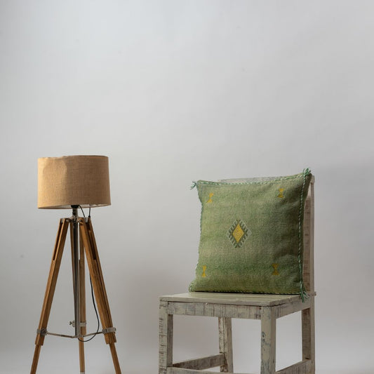 Green Silk Embrodiery Digital Cushion Cover