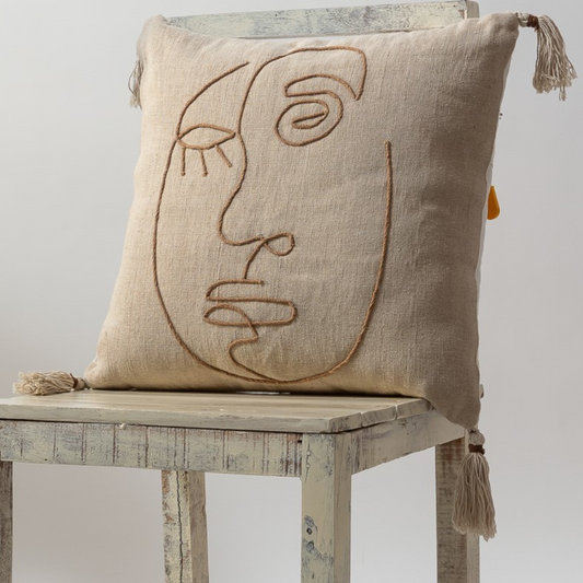 FACE - Embroidered Cushion Cover