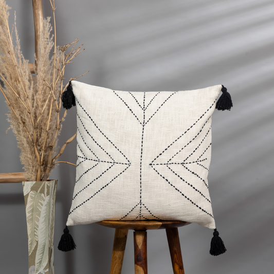 WHITE - Hand Stiched Cushion Cover