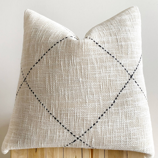 MILAS WHITE - Hand Stiched Cushion Cover