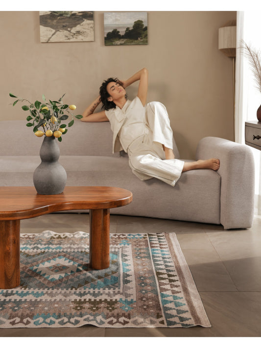 The Gasbh Solid Mango Wood Coffee Table for Living Room | Handcrafted Wooden Center Table with Organic Freeform Top and Sturdy Pedestal Legs | Natural Wood Finish | Modern Coffee Table for Home Sofa and Lounge