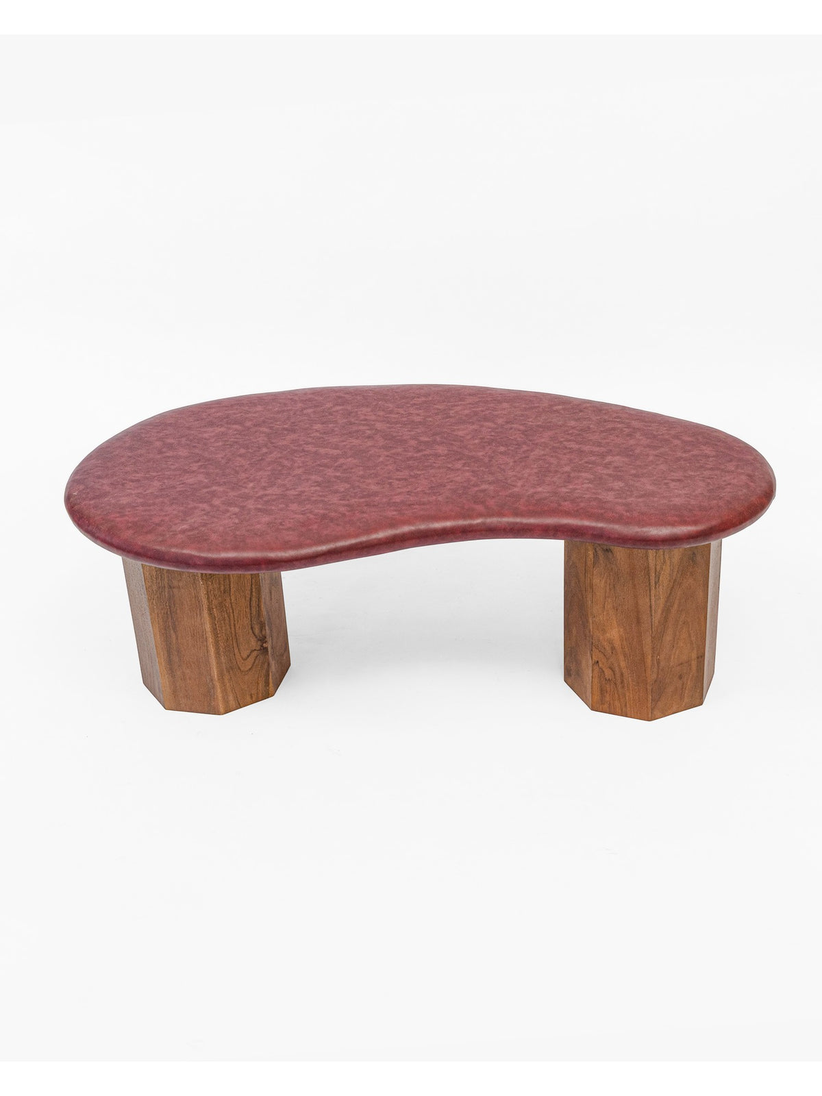 The Gasbh Set of 3 Coffee Tables for Living Room | Solid Wood Coffee Table Set with Maroon Leather Fabric Tops and Sturdy Pedestal Legs | 3 Piece Nesting Center Tables | Modern Tables for Home Sofa and Lounge