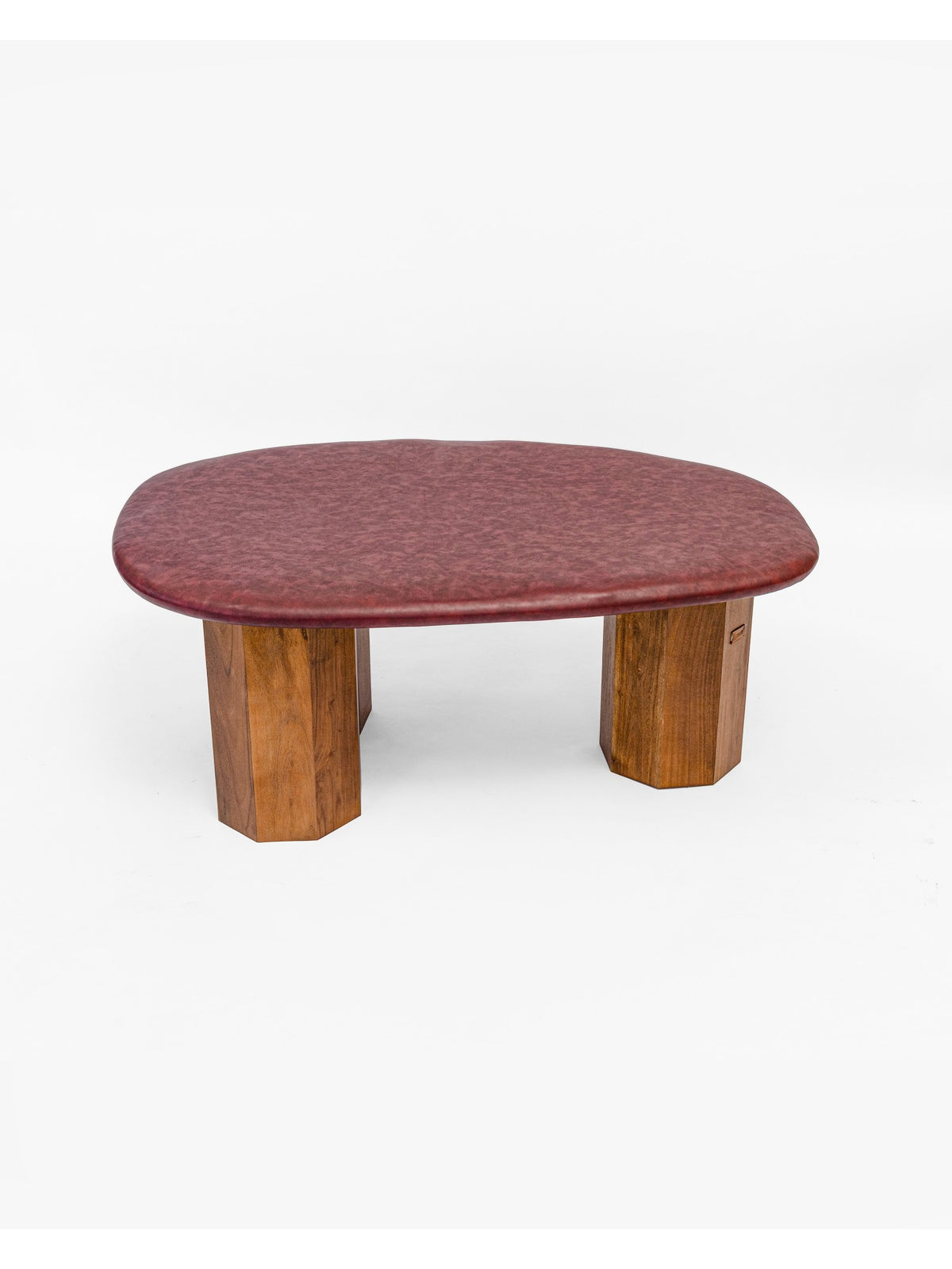 The Gasbh Set of 3 Coffee Tables for Living Room | Solid Wood Coffee Table Set with Maroon Leather Fabric Tops and Sturdy Pedestal Legs | 3 Piece Nesting Center Tables | Modern Tables for Home Sofa and Lounge