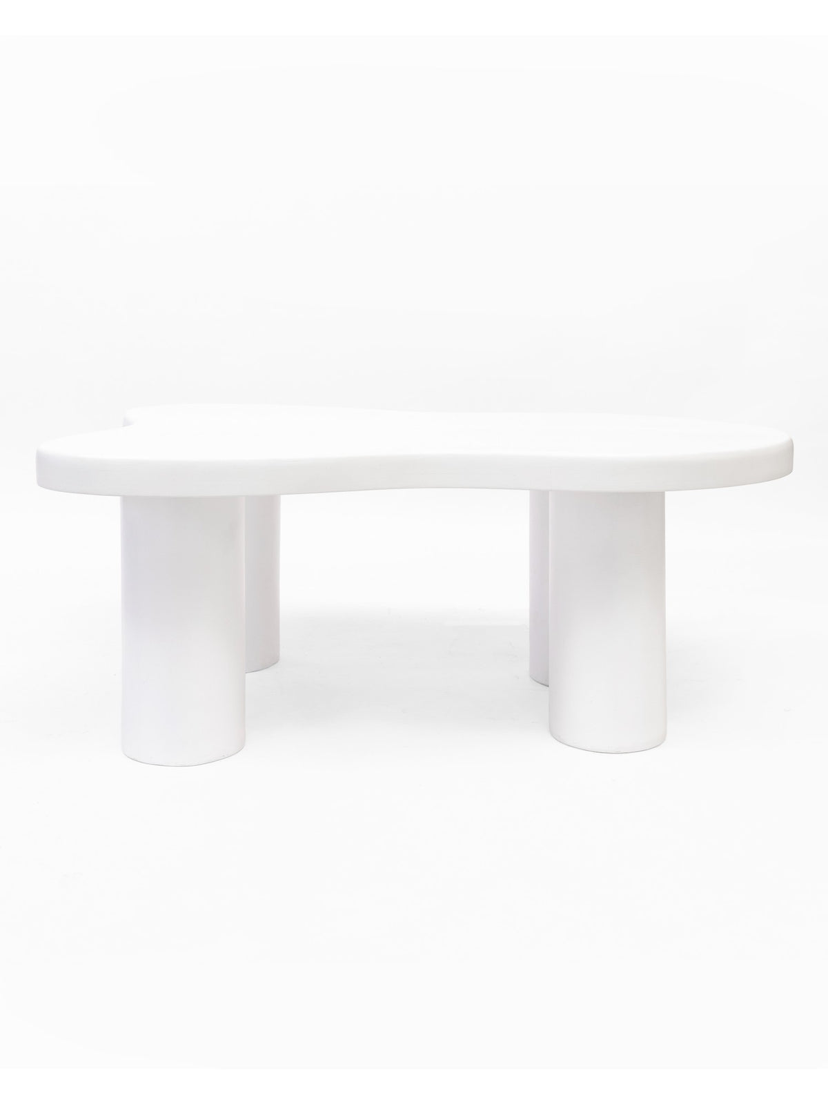 The Gasbh Deco Painted Coffee Table for Living Room | Handcrafted MDF Wooden Center Table with Organic Sculptural Top and Cylindrical Legs | Matte White Finish | Modern Accent Table for Home Sofa and Lounge