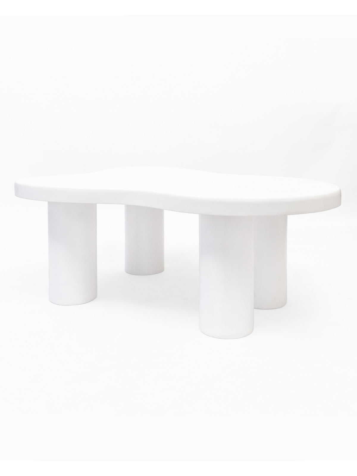 The Gasbh Deco Painted Coffee Table for Living Room | Handcrafted MDF Wooden Center Table with Organic Sculptural Top and Cylindrical Legs | Matte White Finish | Modern Accent Table for Home Sofa and Lounge