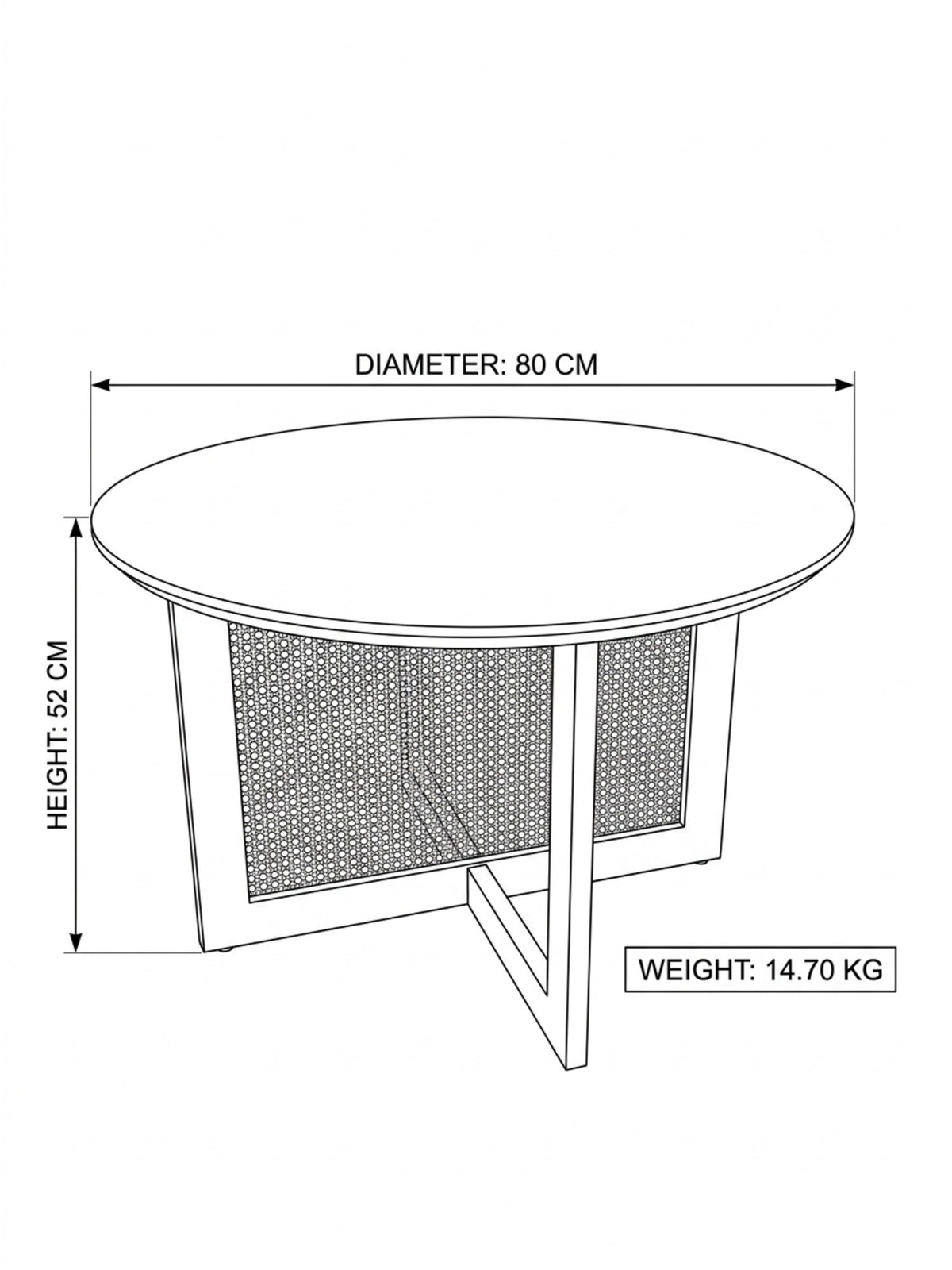 The Gasbh Solid Wood Coffee Table with Natural Cane | Round Wooden Center Table with Handcrafted Cane Panel and Pedestal Base | Compact Living Room Coffee Table for Home Sofa and Lounge