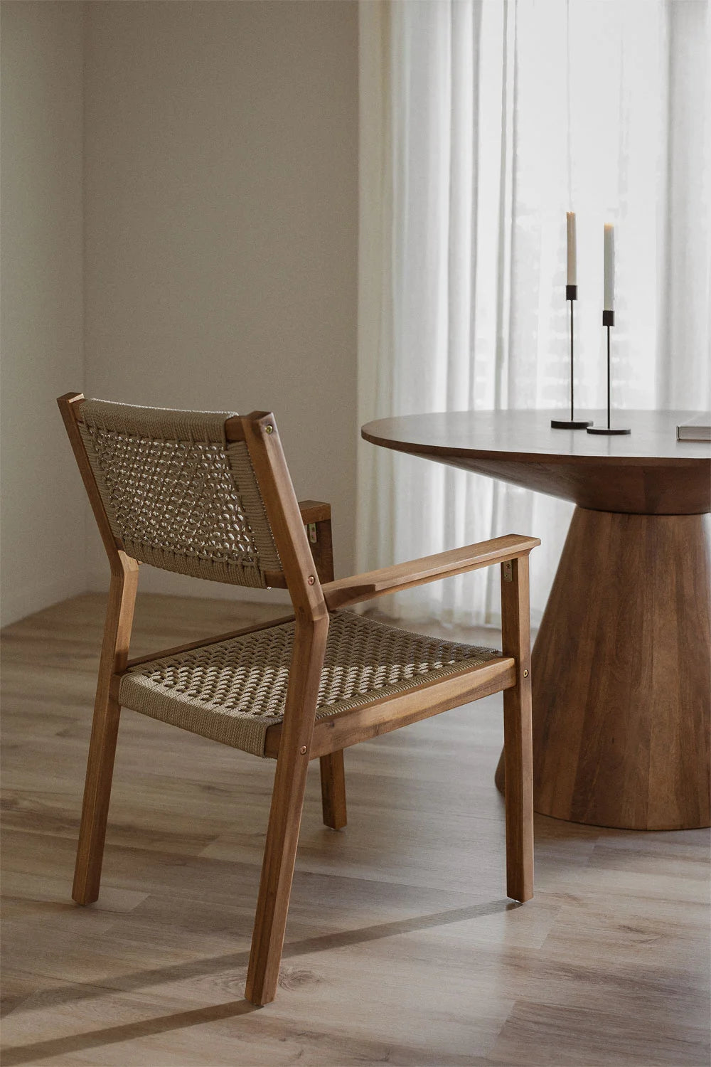 Felm Dinnng armrest rope braided sheesham wood chair